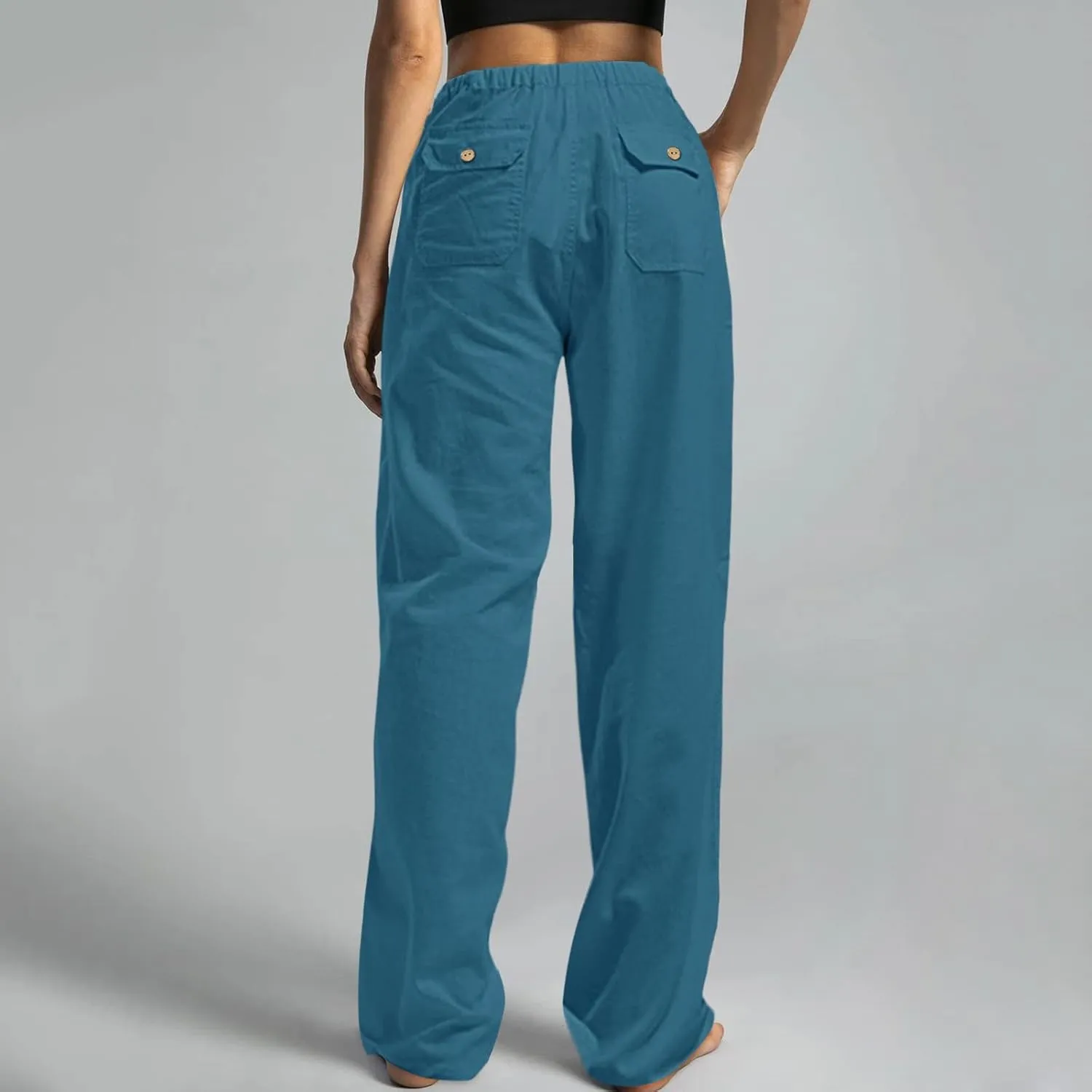 GOKKILRW Cotton Linen Pants Women Wide Leg Flowy Loose Palazzo Trousers Casual High Waist Slacks 2025 Beach Vacation Outfits