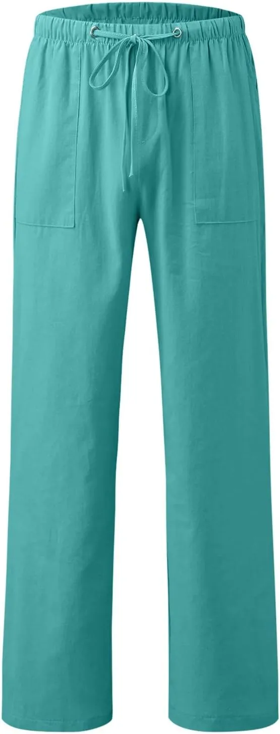 GOKKILRW Cotton Linen Pants Women Wide Leg Flowy Loose Palazzo Trousers Casual High Waist Slacks 2025 Beach Vacation Outfits