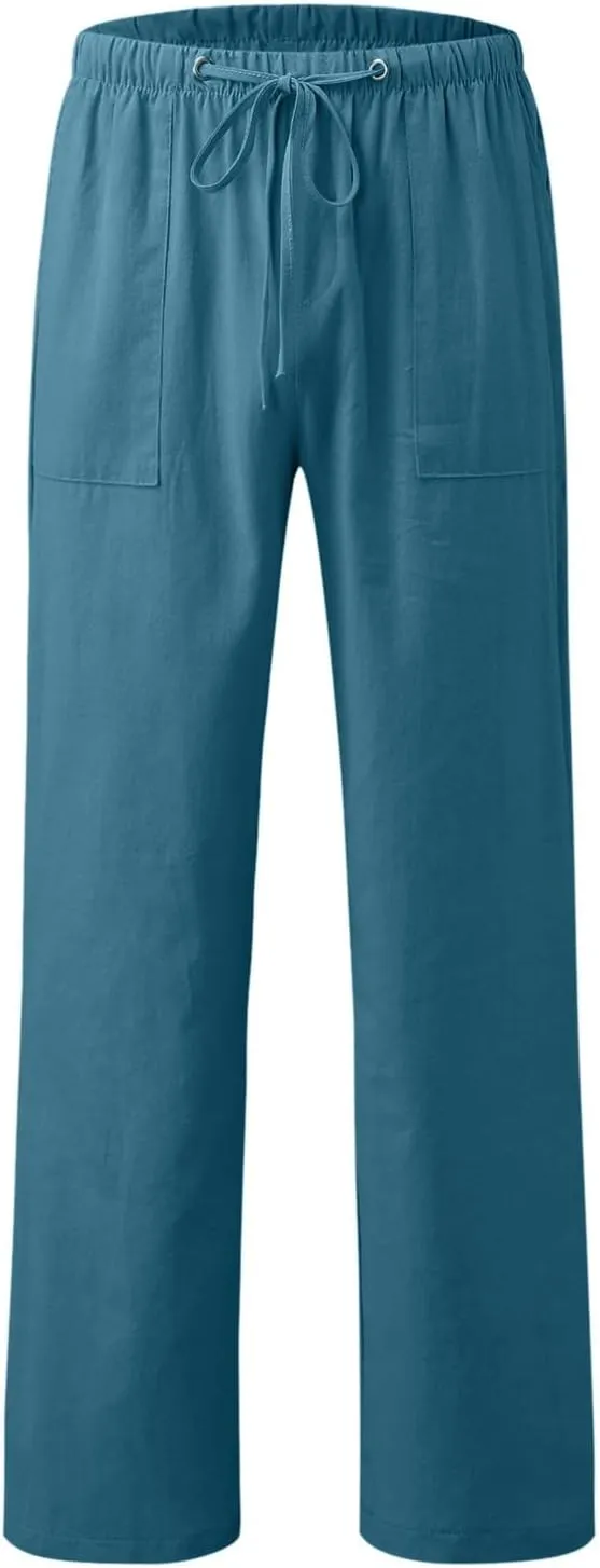 GOKKILRW Cotton Linen Pants Women Wide Leg Flowy Loose Palazzo Trousers Casual High Waist Slacks 2025 Beach Vacation Outfits