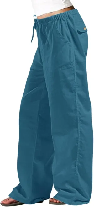 GOKKILRW Cotton Linen Pants Women Wide Leg Flowy Loose Palazzo Trousers Casual High Waist Slacks 2025 Beach Vacation Outfits