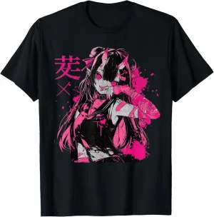 Goth Grunge Demon Anime Girl Waifu Horror Alt Aesthetic T-Shirt