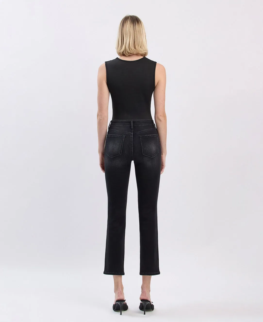 High Rise Ankle Slim Straight Jeans