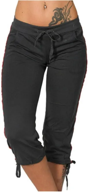 High Waist Capri Pants for Women Summer High Waisted Solid Color Trousers Matching Slim Fitting Yoga Gym Pants