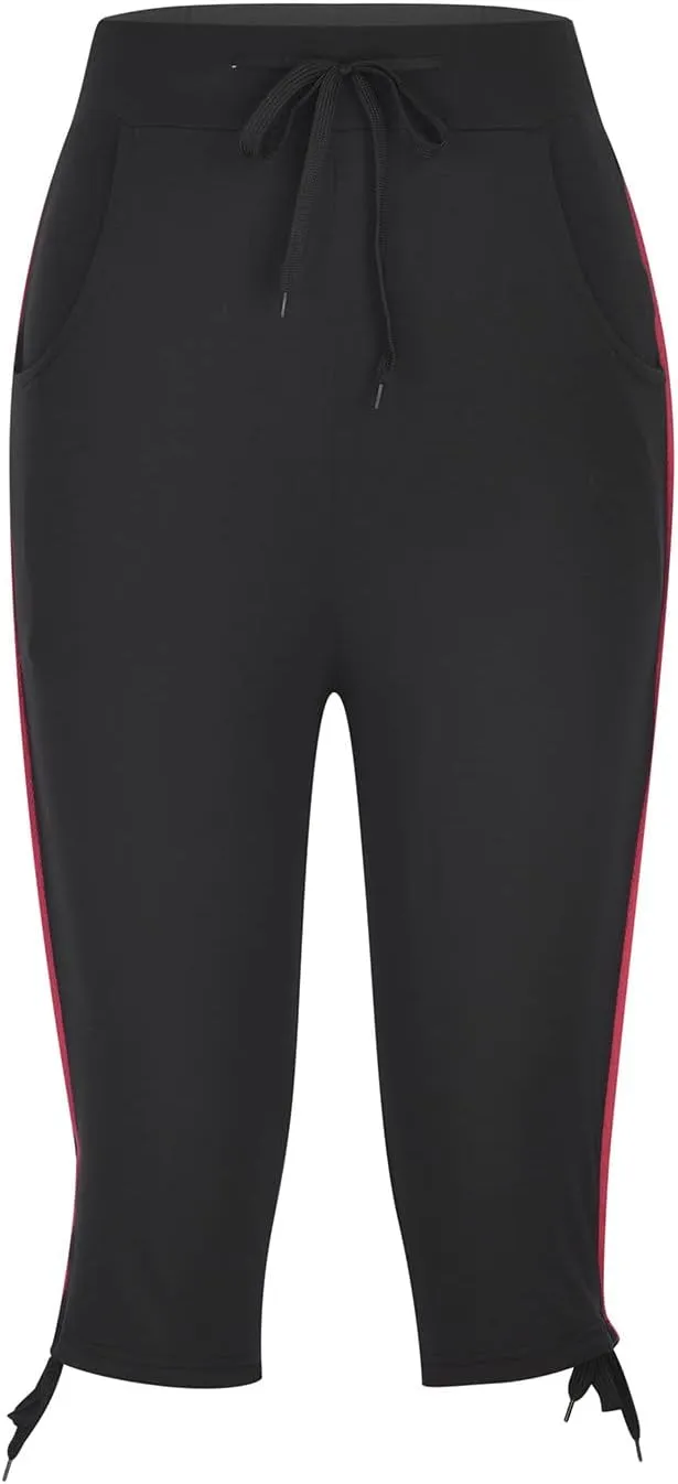 High Waist Capri Pants for Women Summer High Waisted Solid Color Trousers Matching Slim Fitting Yoga Gym Pants