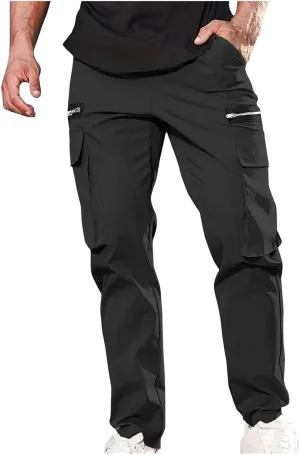 Hiking Pants Men Casual Sports Sweatpants with Zipper Pockets Track Jogging Workout Pants Athletic Running Pants