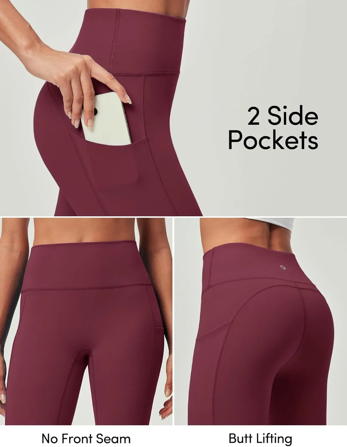 IUGA Compression Leggings for Women Tummy Control No Front Seam Leggings with Pockets High Waisted Workout Yoga Pants