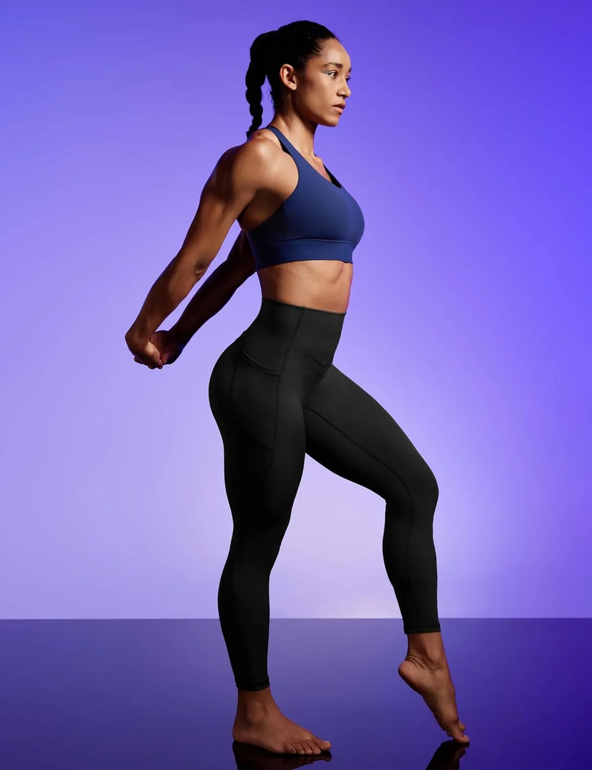 IUGA Compression Leggings with Pockets for Women Tummy Control Leggings No Front Seam Workout High Waist Yoga Pants