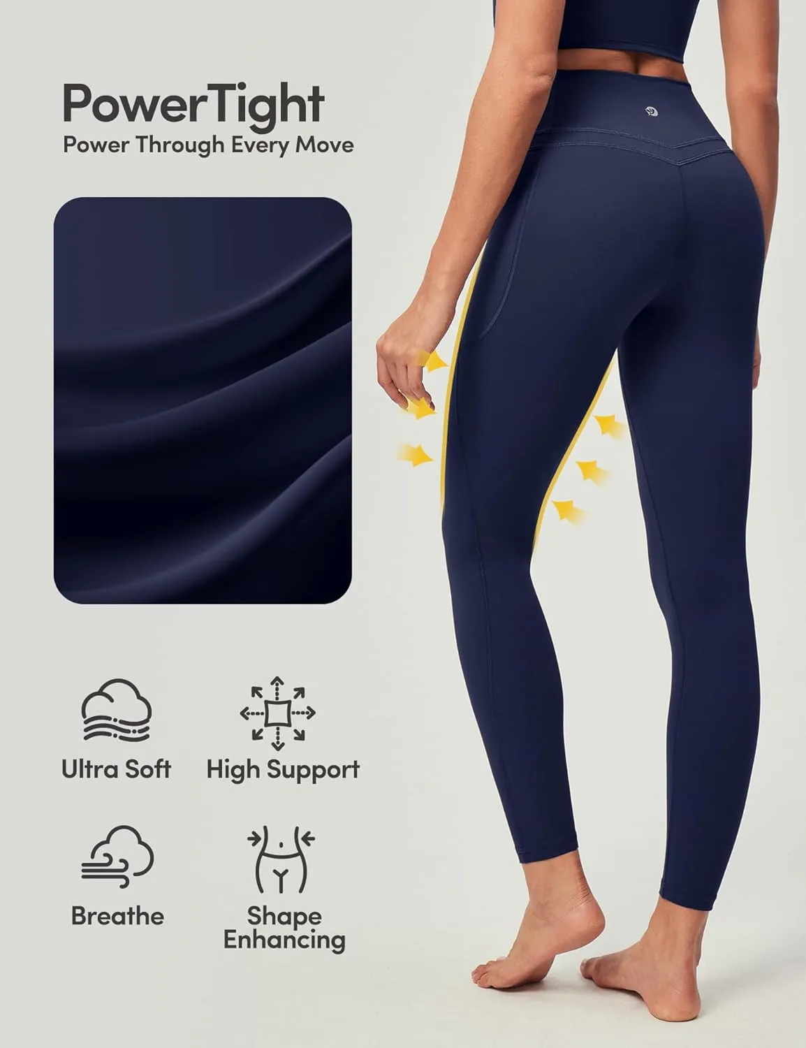 IUGA Compression Leggings with Pockets for Women Tummy Control Leggings No Front Seam Workout High Waist Yoga Pants
