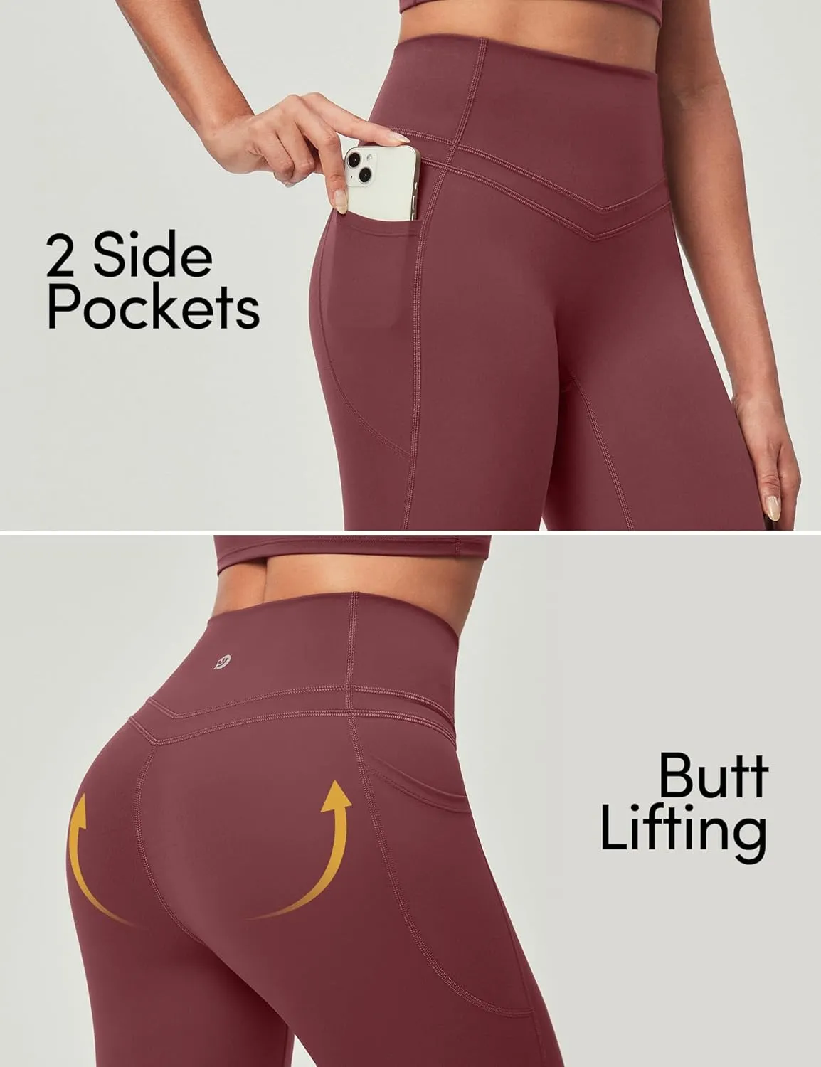 IUGA Compression Leggings with Pockets for Women Tummy Control Leggings No Front Seam Workout High Waist Yoga Pants