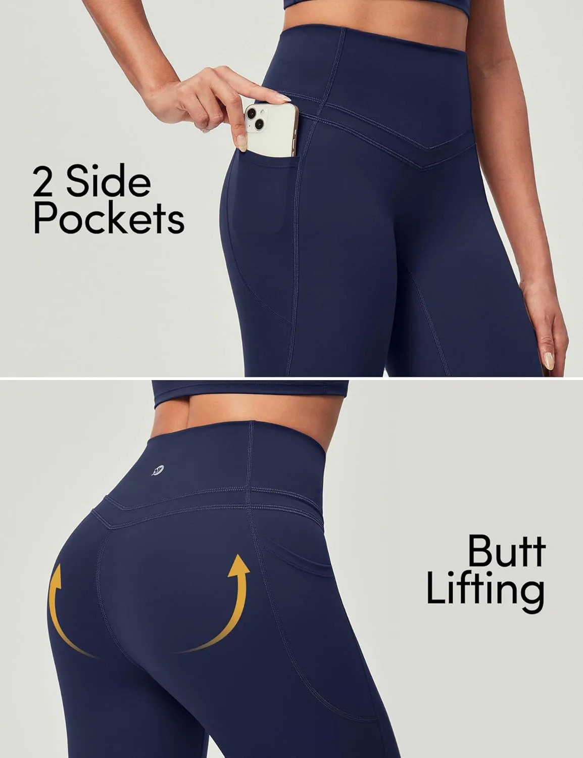 IUGA Compression Leggings with Pockets for Women Tummy Control Leggings No Front Seam Workout High Waist Yoga Pants
