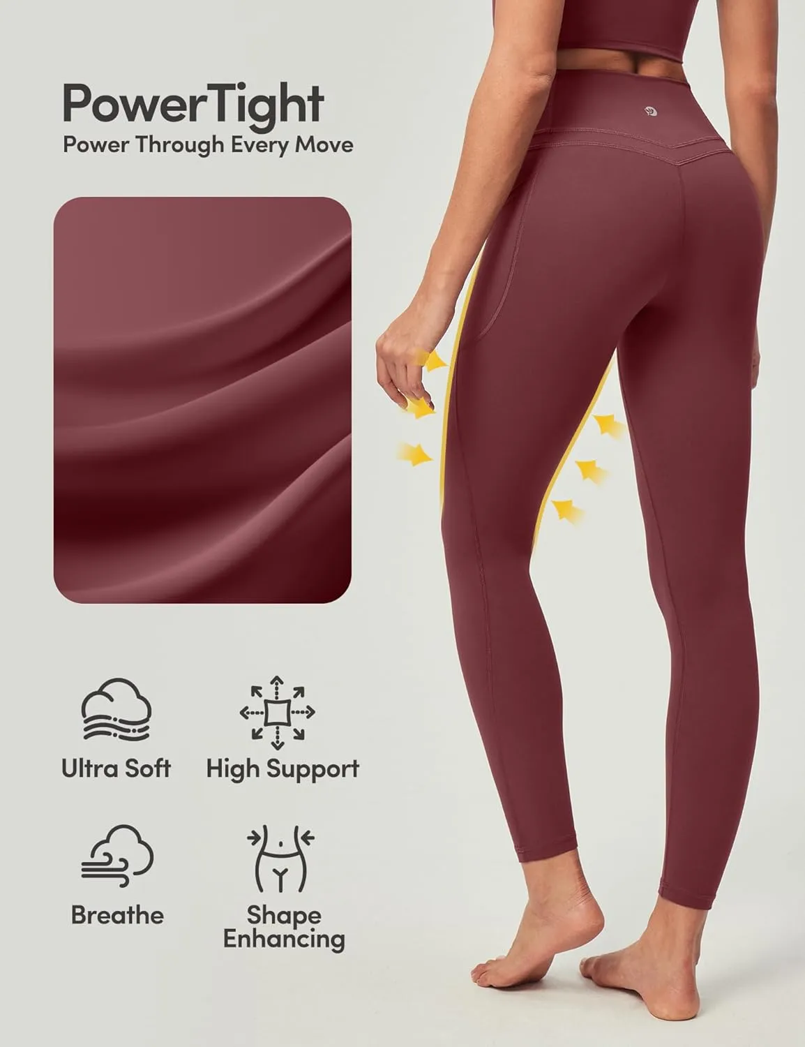 IUGA Compression Leggings with Pockets for Women Tummy Control Leggings No Front Seam Workout High Waist Yoga Pants