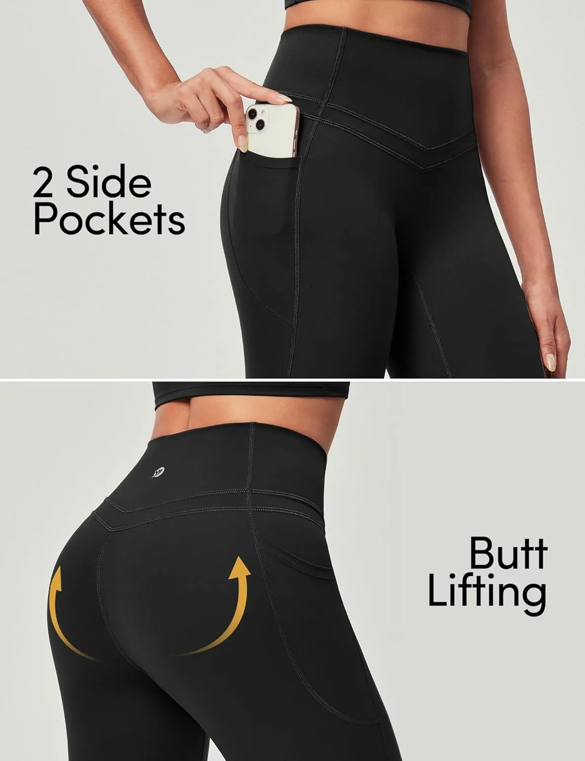 IUGA Compression Leggings with Pockets for Women Tummy Control Leggings No Front Seam Workout High Waist Yoga Pants