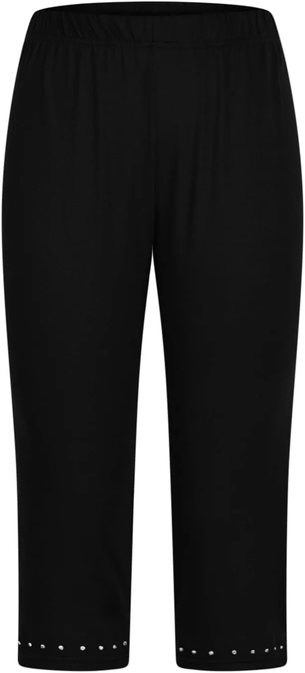 JIEMUXIU Capri Leggings for Women Summer Rhinestone Dressy Cropped High Waist Yoga Pants Compression Leggings Workout Pants