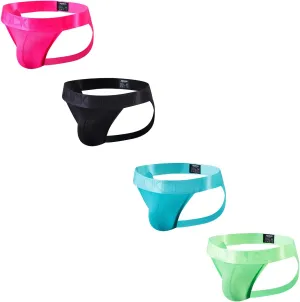 JOCKMAIL 4PCS/Pack Mens Thongs Underwear Jockstrap Low Rise Athletic Supporter Jockstrap Mens Breathable Briefs Men Jockstrap