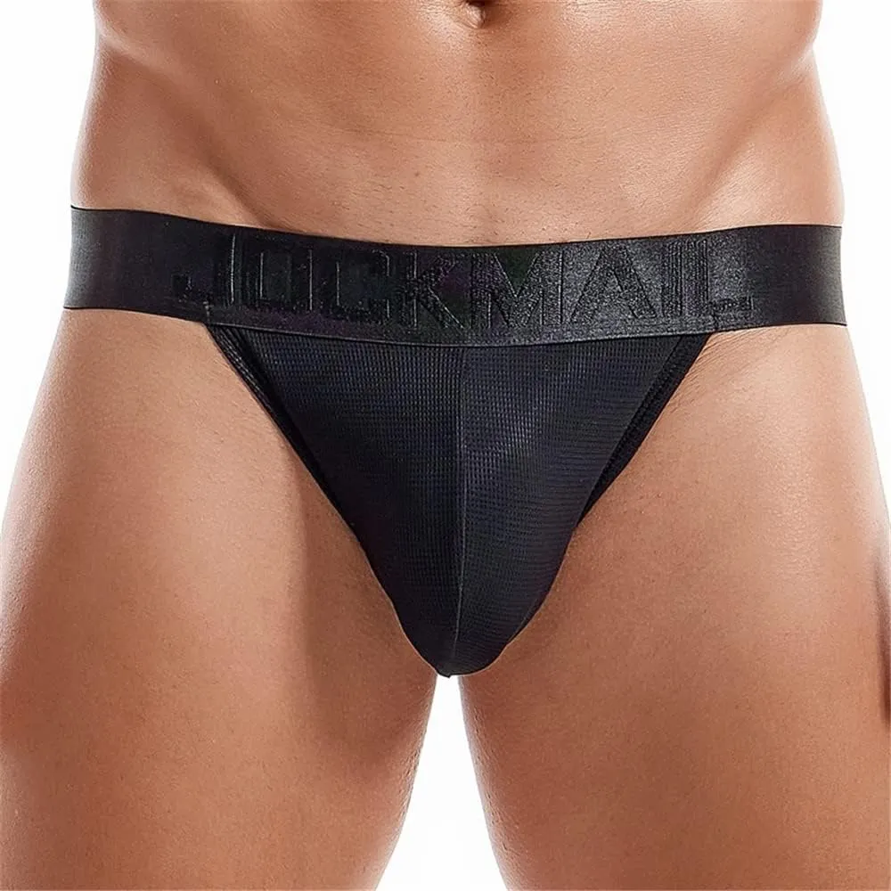 JOCKMAIL 4PCS/Pack Mens Thongs Underwear Jockstrap Low Rise Athletic Supporter Jockstrap Mens Breathable Briefs Men Jockstrap