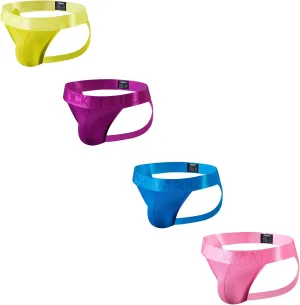 JOCKMAIL 4PCS/Pack Mens Thongs Underwear Jockstrap Low Rise Athletic Supporter Jockstrap Mens Breathable Briefs Men Jockstrap