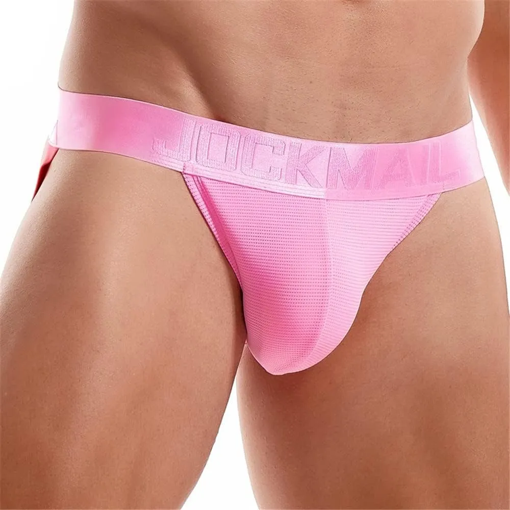 JOCKMAIL 4PCS/Pack Mens Thongs Underwear Jockstrap Low Rise Athletic Supporter Jockstrap Mens Breathable Briefs Men Jockstrap
