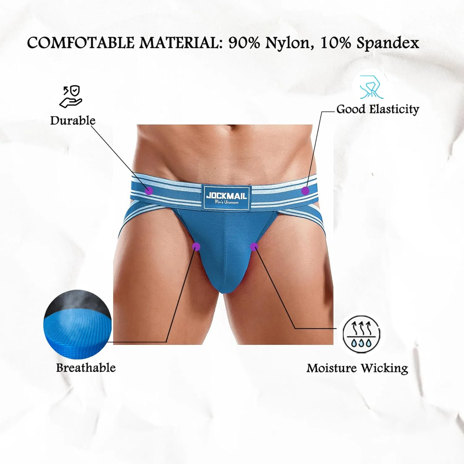 JOCKMAIL 5PCS/Pack Men Jockstrap Underwear Athletic Supporter Jockstrap Low Rise Men Briefs Jockstrap Sport Underwear