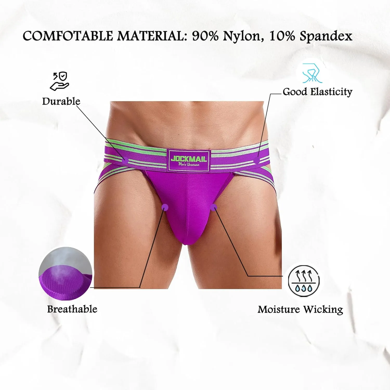 JOCKMAIL 5PCS/Pack Men Jockstrap Underwear Athletic Supporter Jockstrap Low Rise Men Briefs Jockstrap Sport Underwear