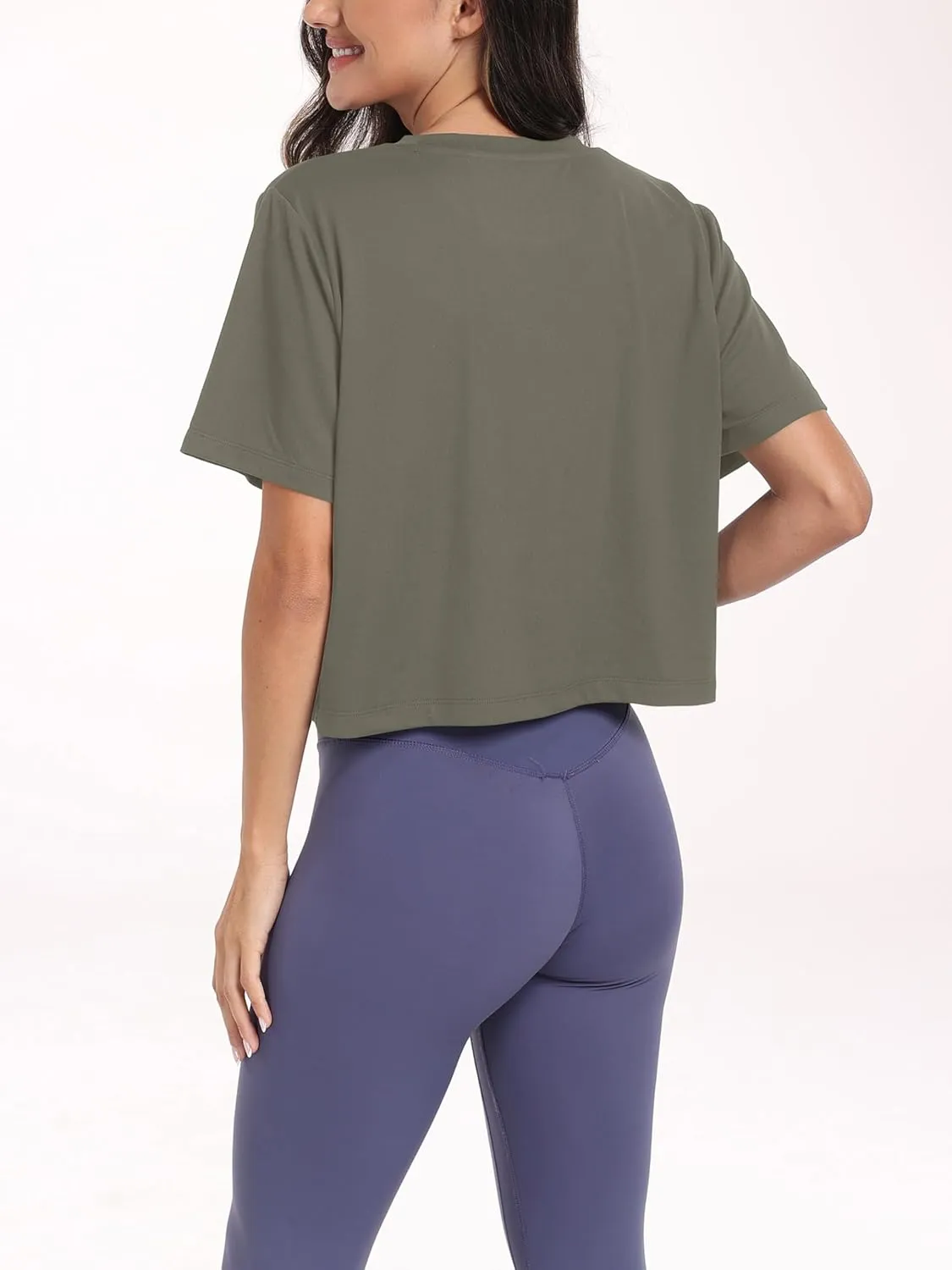 KevaMolly Workout Crop Tops for Women Loose Fit UPF50  Breathable Yoga T Shirts Running Athletic Cropped Workout Tops
