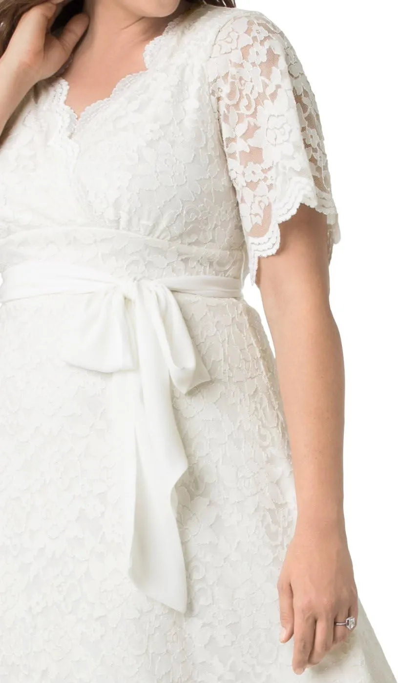 Kiyonna Women's Plus Size Graced with Love White Wedding Dress for Bride, A-Line Midi Formal Gown for Bridal Shower Party