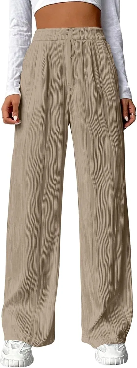 Linen Pants Women Summer Boho Wide Leg High Waist Casual Lounge Slacks 2025 Beach Travel Vacation Outfits