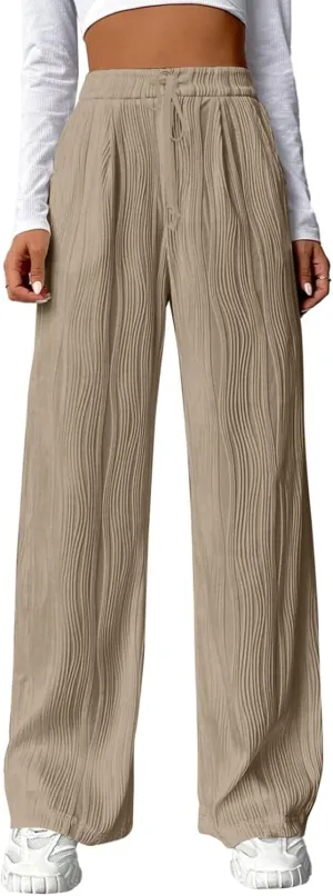 Linen Pants Women Summer Boho Wide Leg High Waist Casual Lounge Slacks 2025 Beach Travel Vacation Outfits