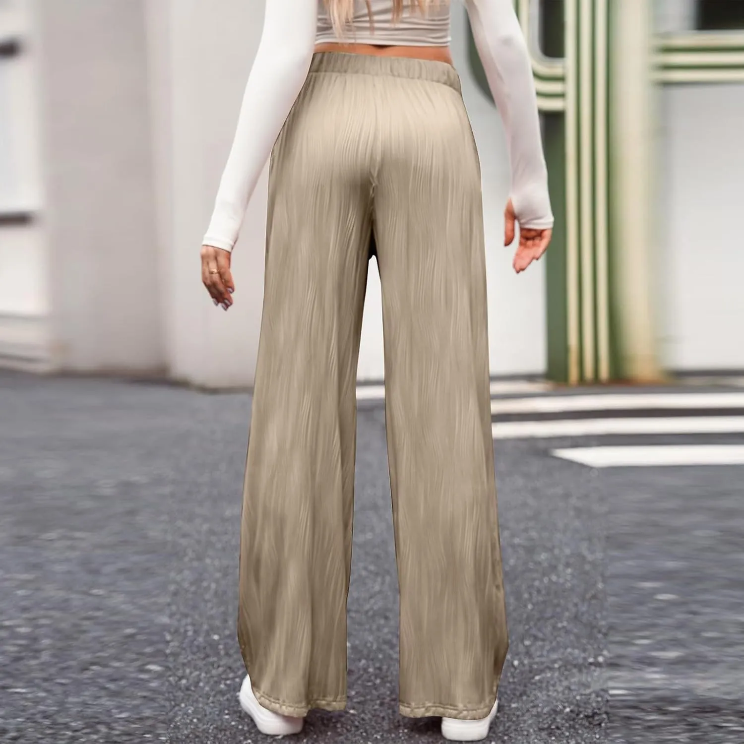 Linen Pants Women Summer Boho Wide Leg High Waist Casual Lounge Slacks 2025 Beach Travel Vacation Outfits
