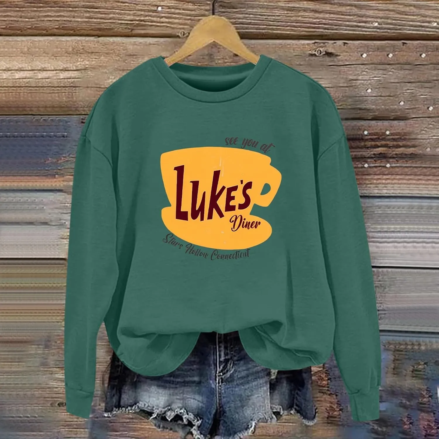 Luke's Diner Sweatshirts for WomenCrewneck Lukes Diner Graphic Long Sleeve Casual Pullover Preppy Girls Sweatshirt