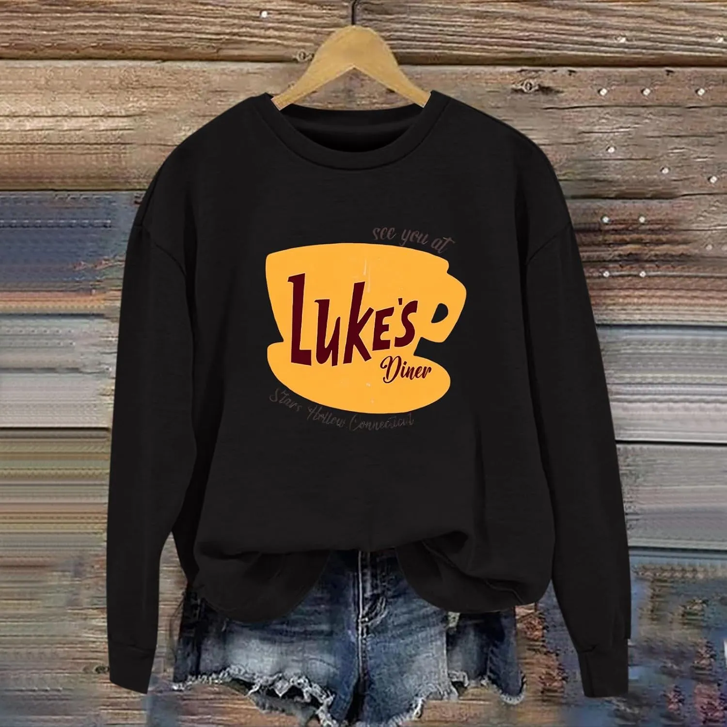 Luke's Diner Sweatshirts for WomenCrewneck Lukes Diner Graphic Long Sleeve Casual Pullover Preppy Girls Sweatshirt