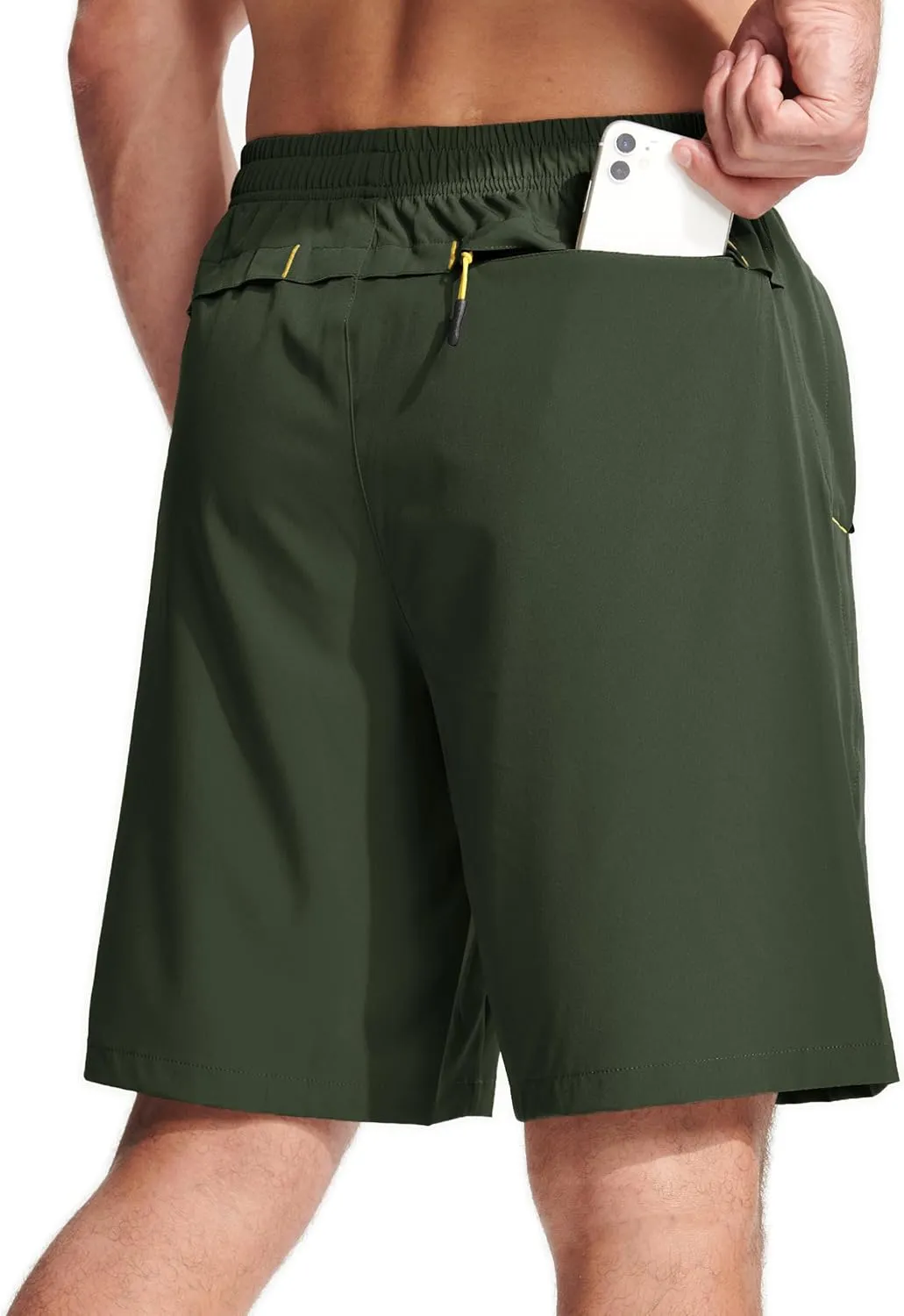 MAGCOMSEN Men's Athletic Running Shorts 9" Quick Dry Lightweight Sport Workout Hiking Gym Shorts with Zipper Pockets