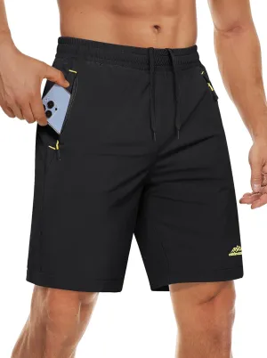 MAGCOMSEN Men's Athletic Running Shorts 9" Quick Dry Lightweight Sport Workout Hiking Gym Shorts with Zipper Pockets