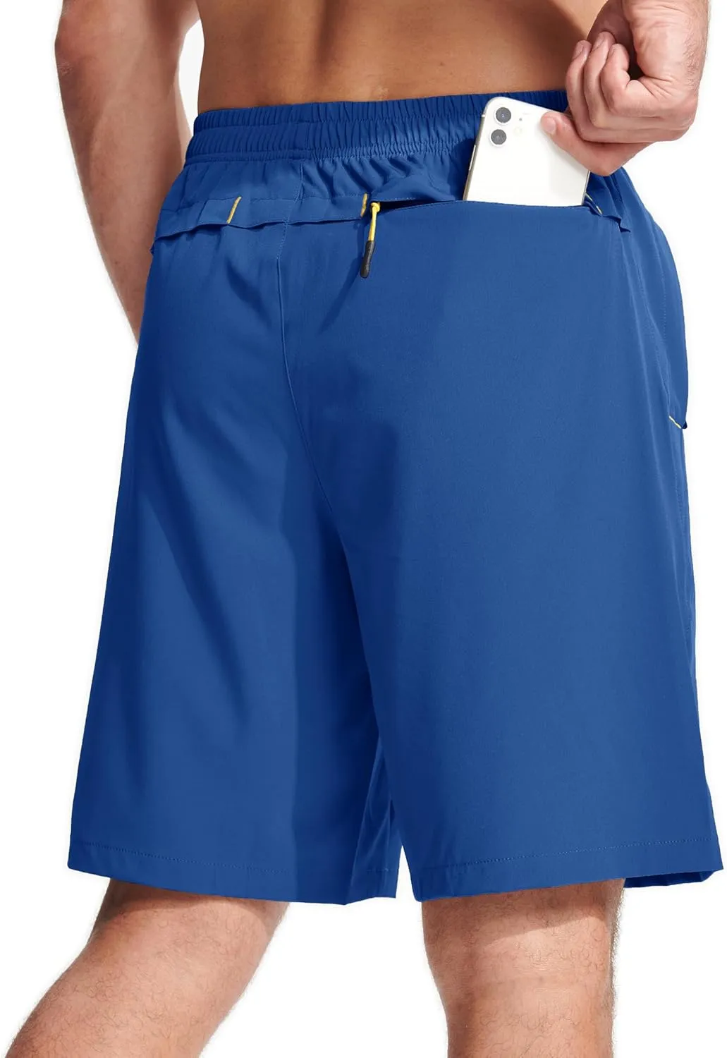 MAGCOMSEN Men's Athletic Running Shorts 9" Quick Dry Lightweight Sport Workout Hiking Gym Shorts with Zipper Pockets