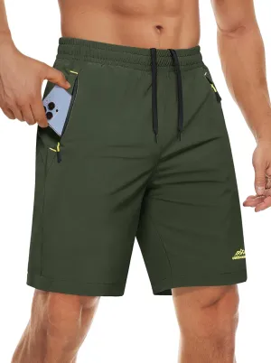 MAGCOMSEN Men's Athletic Running Shorts 9" Quick Dry Lightweight Sport Workout Hiking Gym Shorts with Zipper Pockets