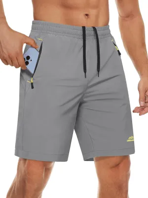 MAGCOMSEN Men's Athletic Running Shorts 9" Quick Dry Lightweight Sport Workout Hiking Gym Shorts with Zipper Pockets