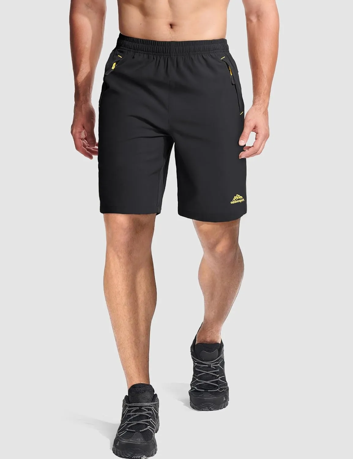 MAGCOMSEN Men's Athletic Running Shorts 9" Quick Dry Lightweight Sport Workout Hiking Gym Shorts with Zipper Pockets