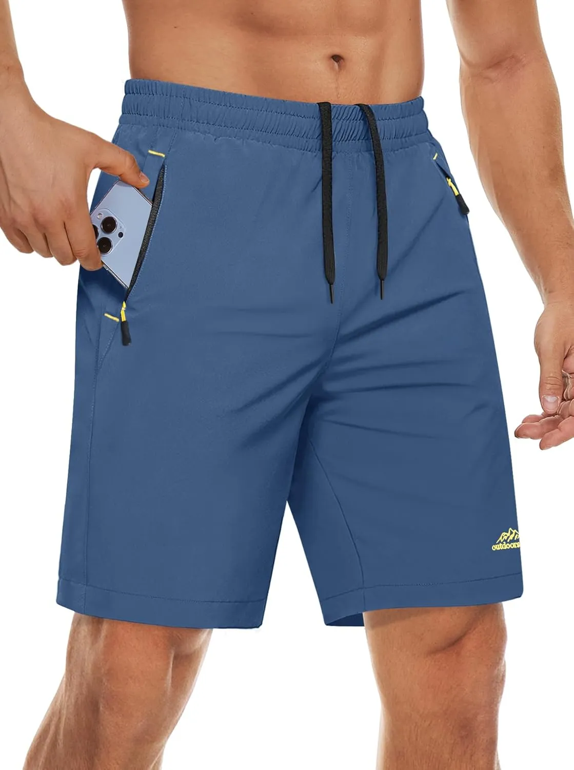 MAGCOMSEN Men's Athletic Running Shorts 9" Quick Dry Lightweight Sport Workout Hiking Gym Shorts with Zipper Pockets
