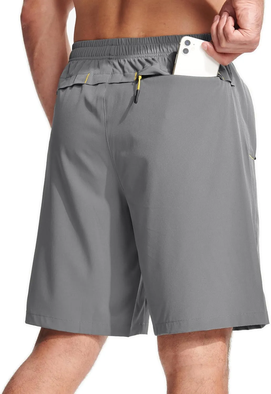MAGCOMSEN Men's Athletic Running Shorts 9" Quick Dry Lightweight Sport Workout Hiking Gym Shorts with Zipper Pockets