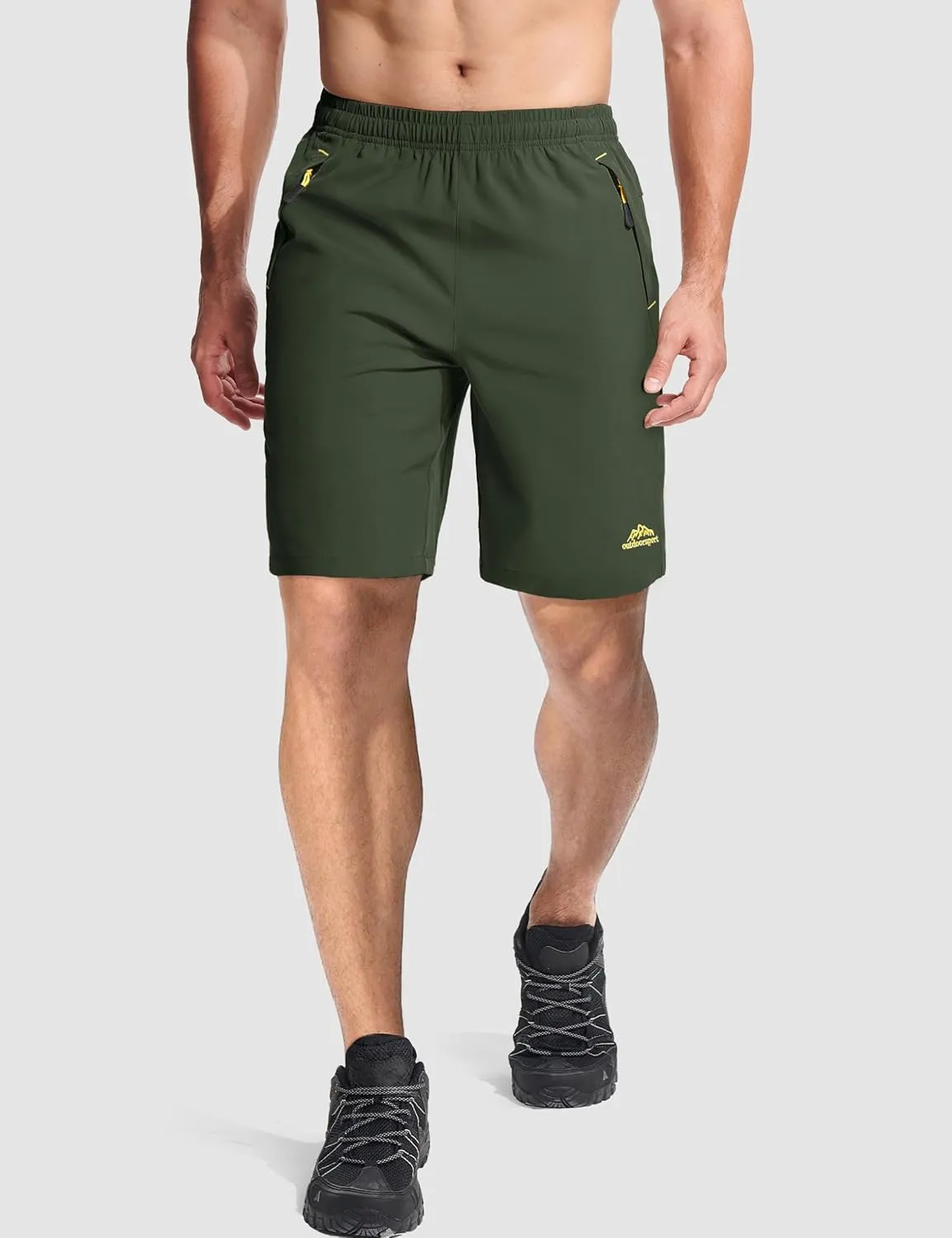MAGCOMSEN Men's Athletic Running Shorts 9" Quick Dry Lightweight Sport Workout Hiking Gym Shorts with Zipper Pockets