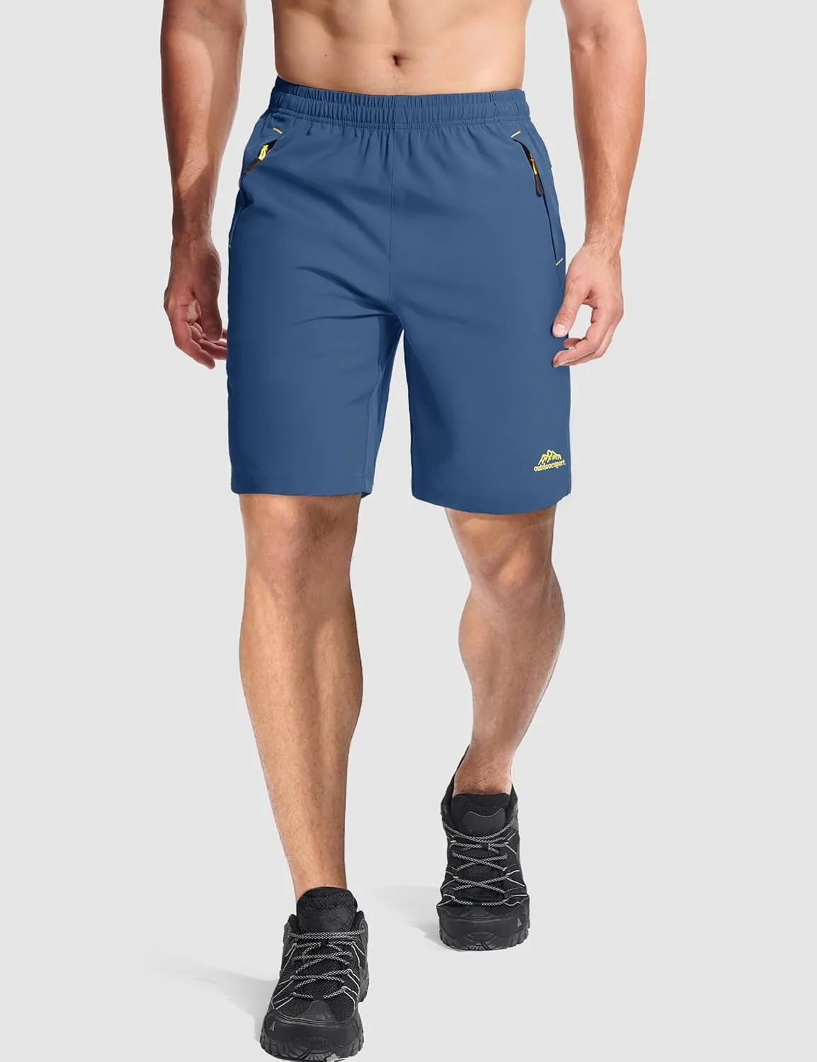 MAGCOMSEN Men's Athletic Running Shorts 9" Quick Dry Lightweight Sport Workout Hiking Gym Shorts with Zipper Pockets