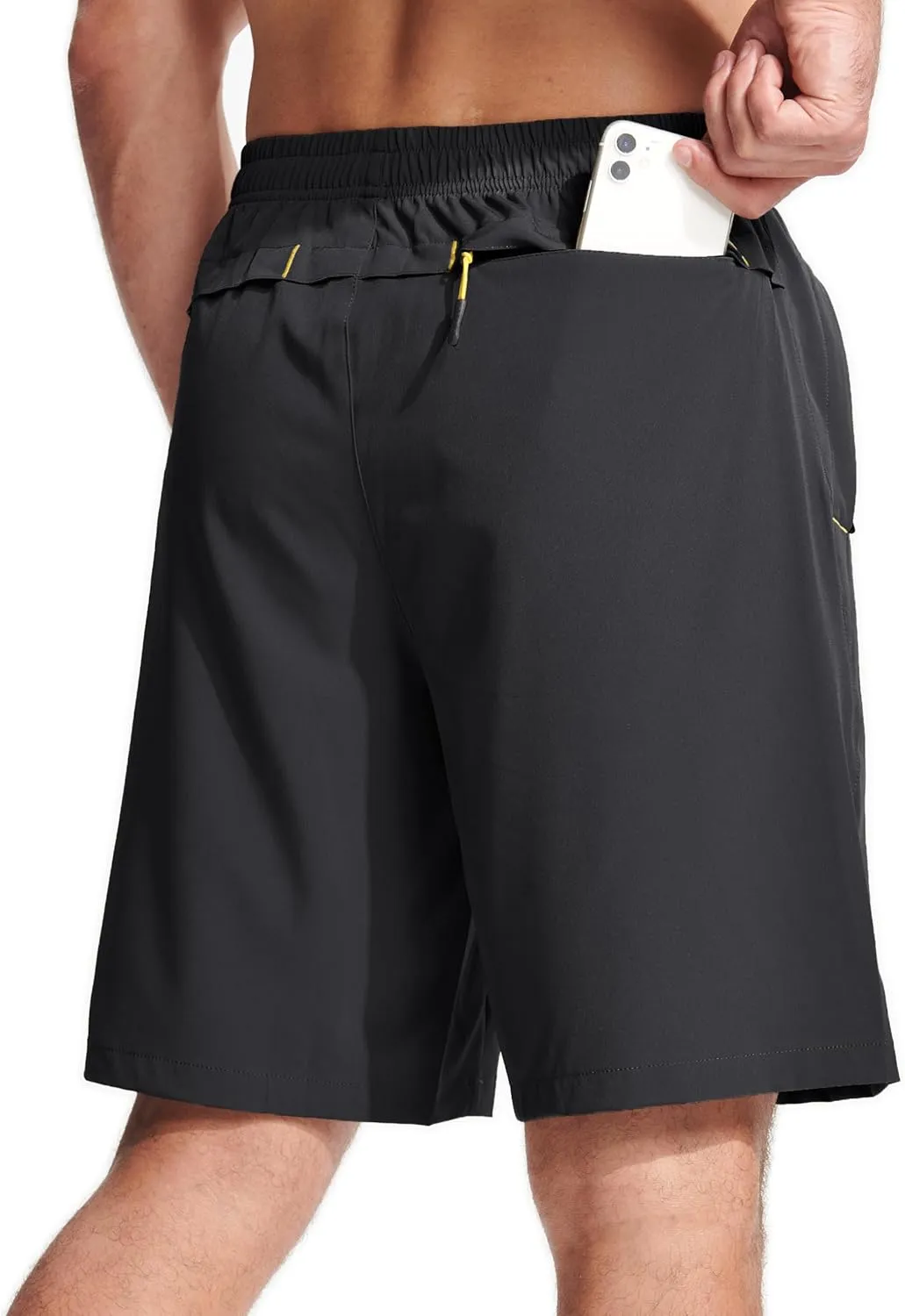 MAGCOMSEN Men's Athletic Running Shorts 9" Quick Dry Lightweight Sport Workout Hiking Gym Shorts with Zipper Pockets