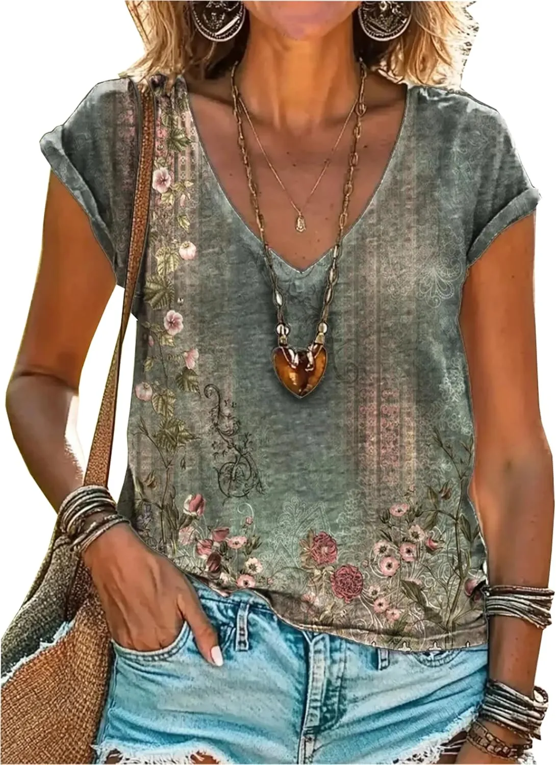 Mandala Shirt for Women Lotus Flower Graphic Tees Short Sleeve Casual Mandala T Shirts Tops