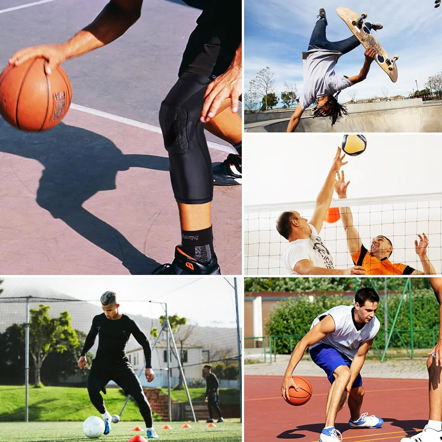 Men's 3/4 Capri Basketball Pants with Knee Pads Padded Compression Leggings