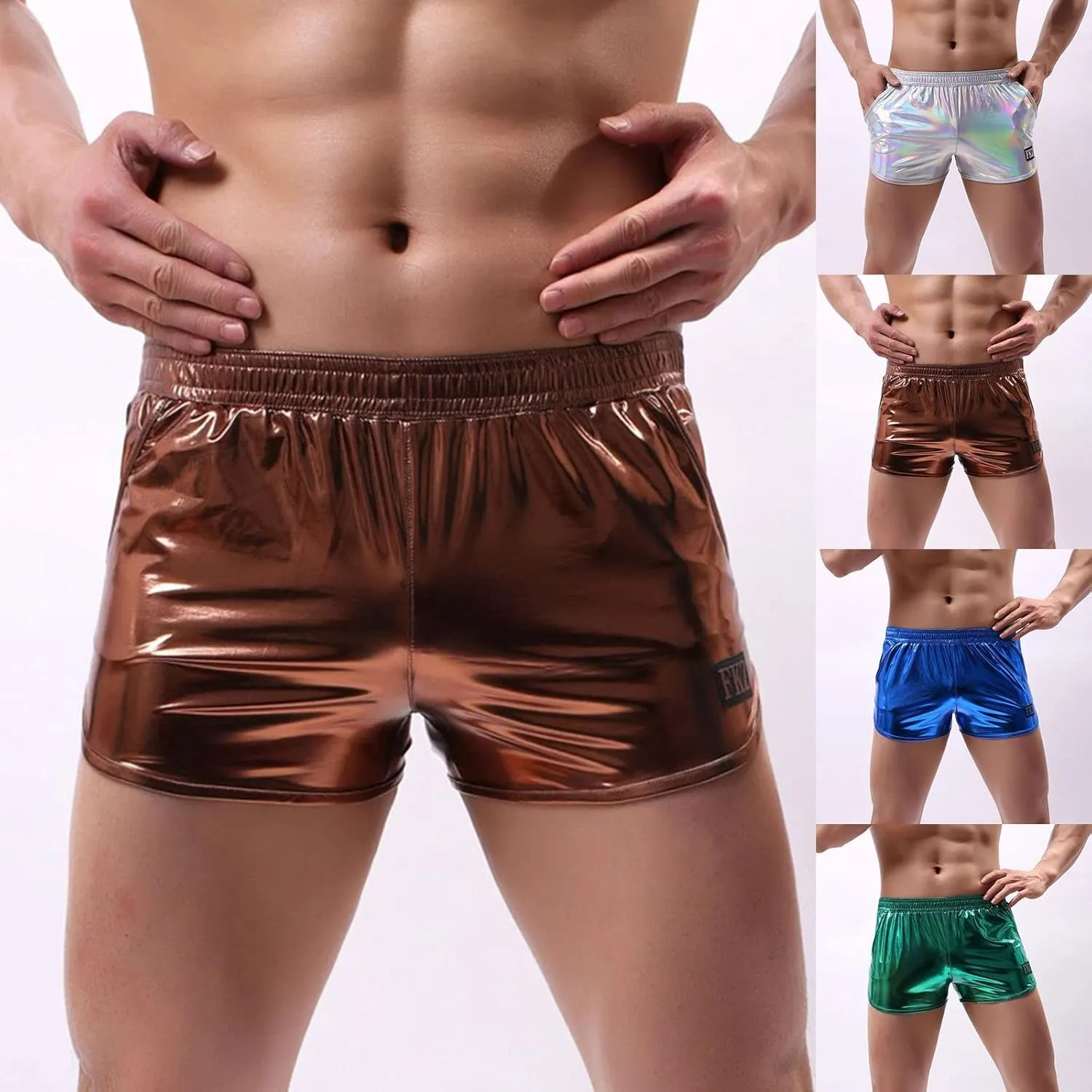 Mens Boxer Briefs Fun Faux Leather Lingerie Casual Fashion Underwear Boxers Loose Breathable Boxer Trunks
