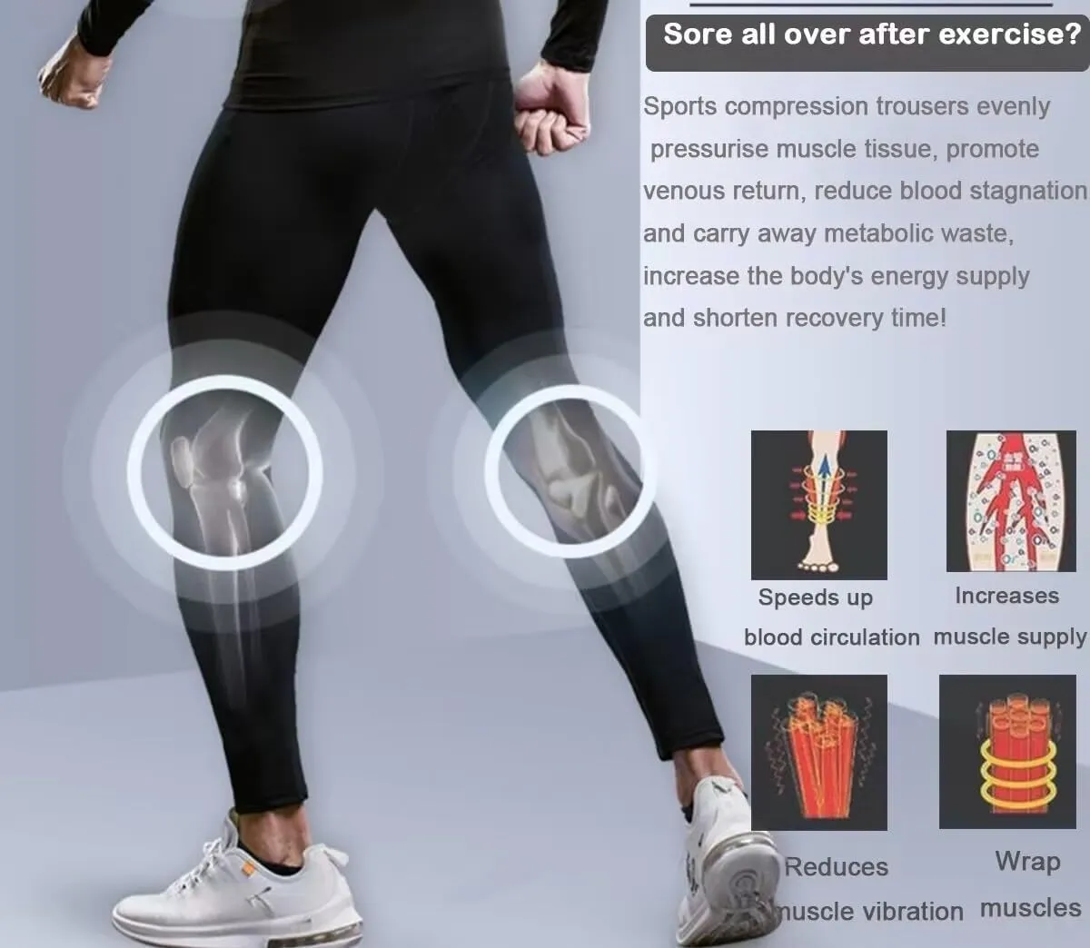 Mens Compression Pants Athletic Compression Leggings Sports Tights Fit Running Base Layer Workout Basketball Gym