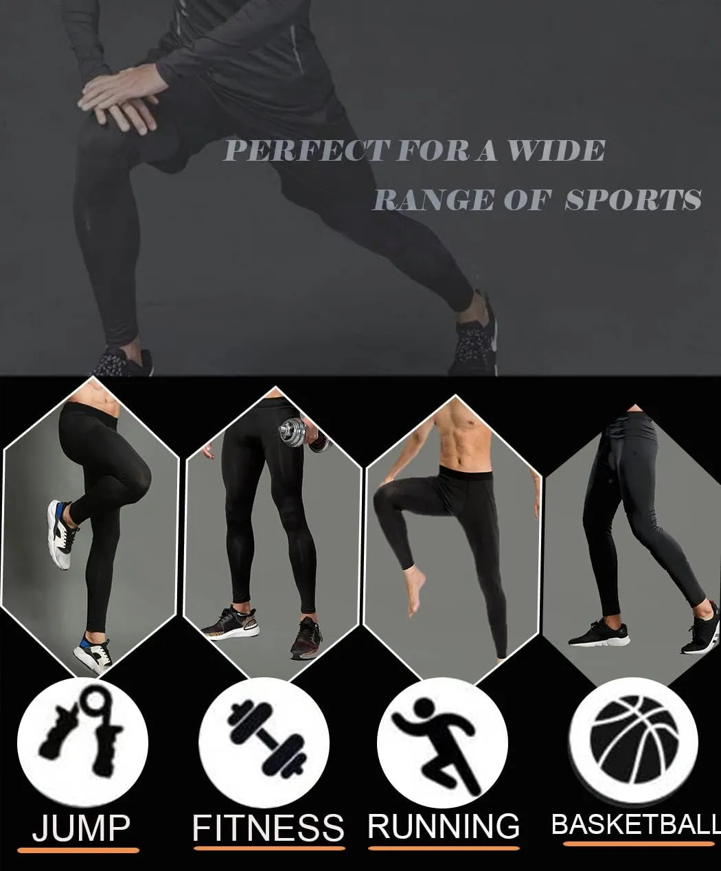 Mens Compression Pants Athletic Compression Leggings Sports Tights Fit Running Base Layer Workout Basketball Gym