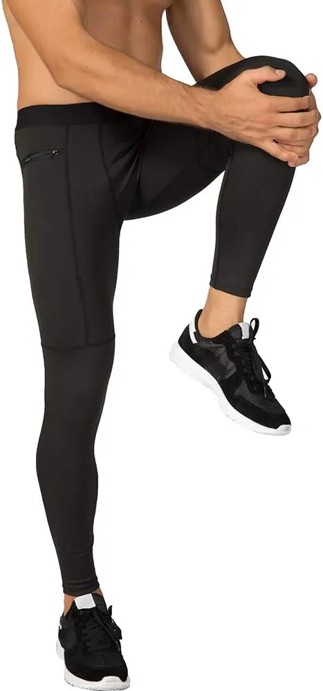 Men's Compression Pants Workout Athletic Leggings Running Gym Tights with Pockets