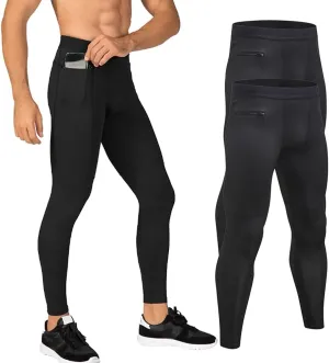 Men's Compression Pants Workout Athletic Leggings Running Gym Tights with Pockets