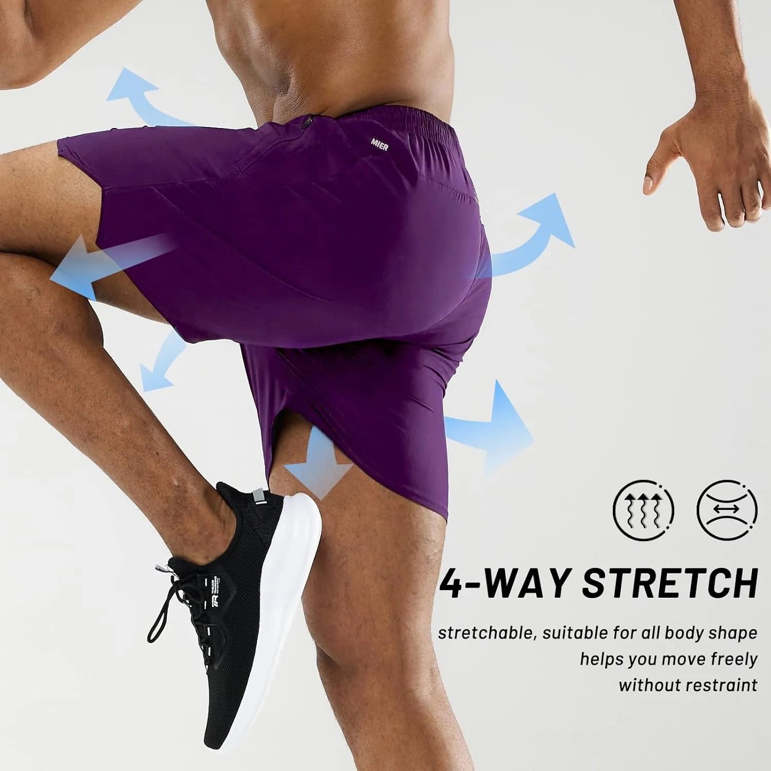 MIER Men's Workout Running Shorts Quick Dry Active 5 Inches Shorts with Pockets, Lightweight, Breathable