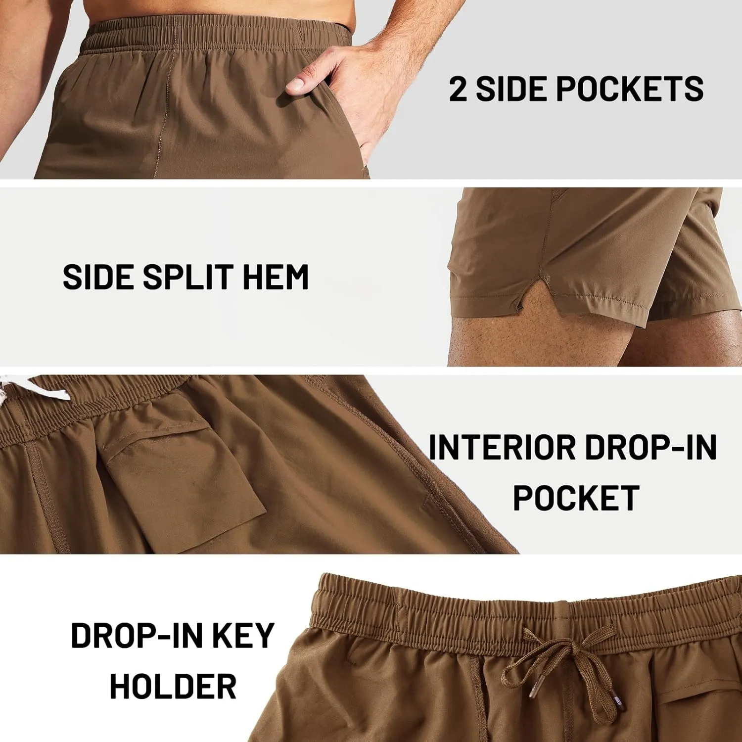 MIER Men's Workout Running Shorts Quick Dry Active 5 Inches Shorts with Pockets, Lightweight, Breathable